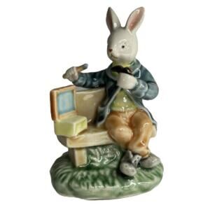 Vintage Albert Kessler Porcelain Rabbit Artist Smokes Pipe Figurine 3 1/2” Tall